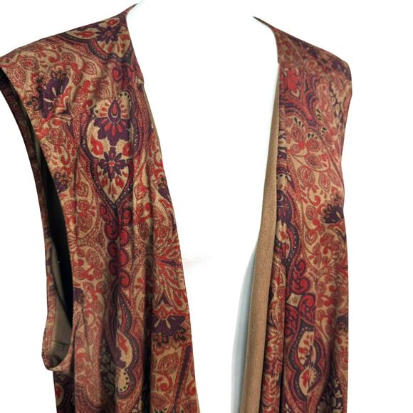 CATHERINES Women's 3X Brown Floral Paisley Western Cardigan Open Cover Up Boho - Picture 3 of 7